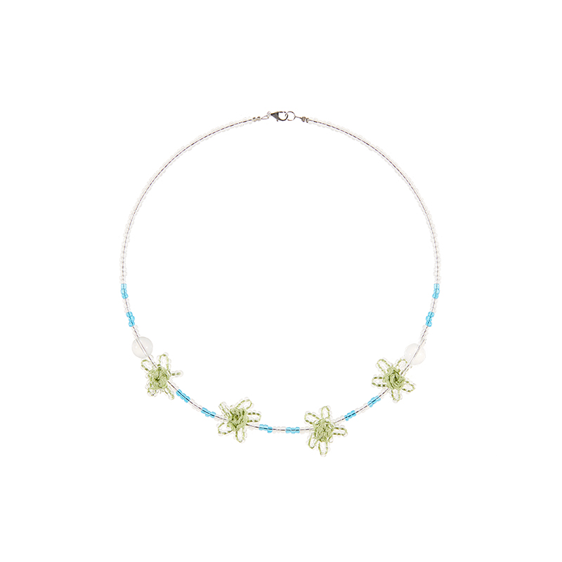 handmade jewelry  unique accessories Flower Crystal Necklace-feeky