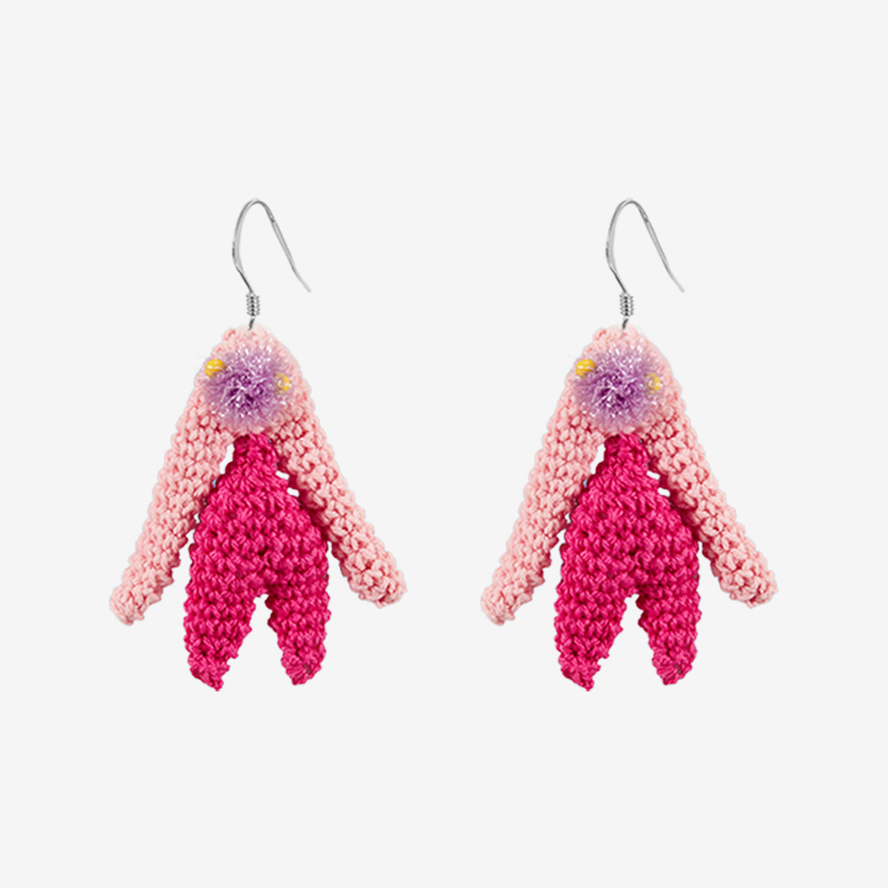  Micro-Crochet | Flower Calyx Earrings- Artisan Hand-Crocheted--feeky-Unique Sustainable Fashion