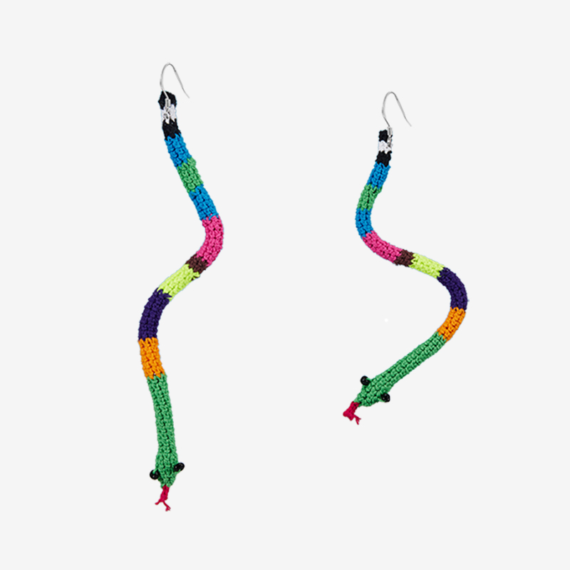 handmade jewelry  unique accessories Snake Earrings-feekyhand crochet,Fashion items,handmade