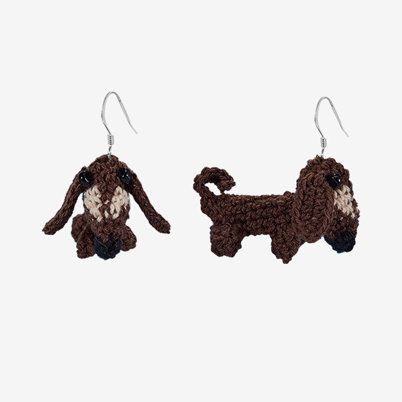  Micro-Crochet | Puppy Earrings- Artisan Hand-Crocheted--feeky-Unique Sustainable Fashion
