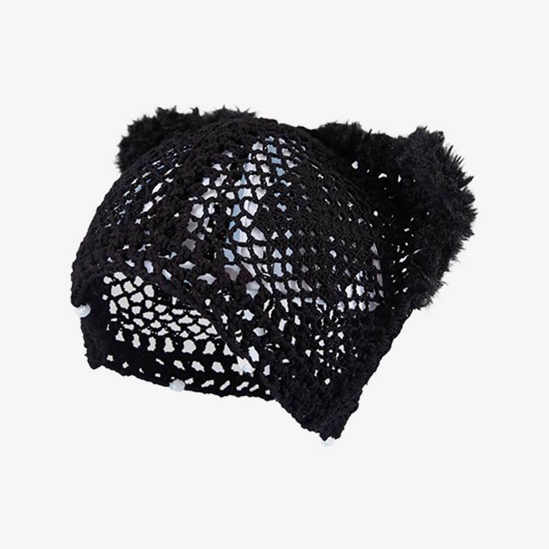 handmade jewelry  unique accessories Hollow cat hat-feeky