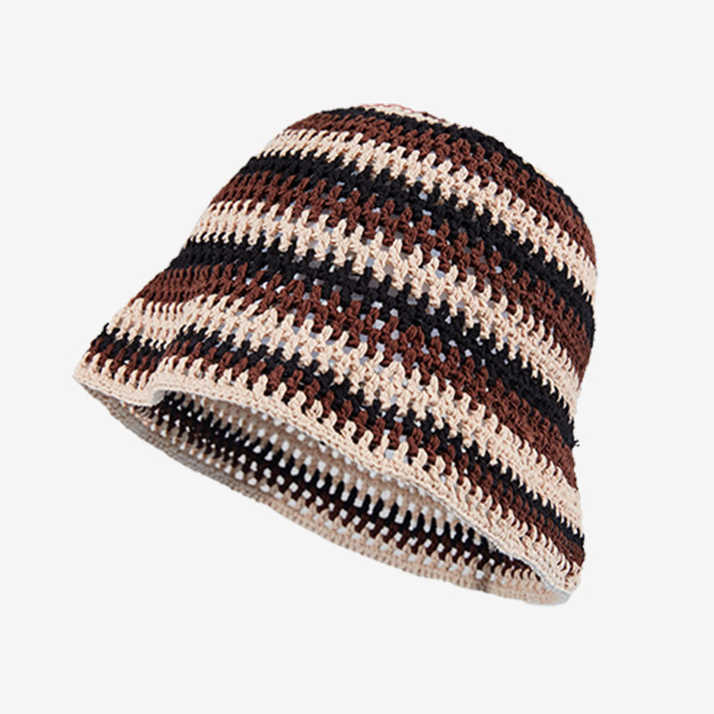 Hollow patchwork bucket hat