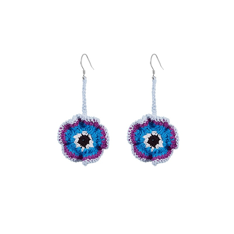 Coral Flower Blue Earrings