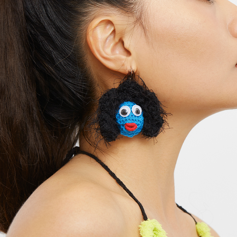 Blue afro earrings-feeky