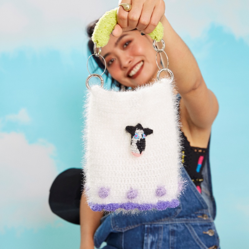 handmade jewelry  unique accessories Cute cow bag-feeky