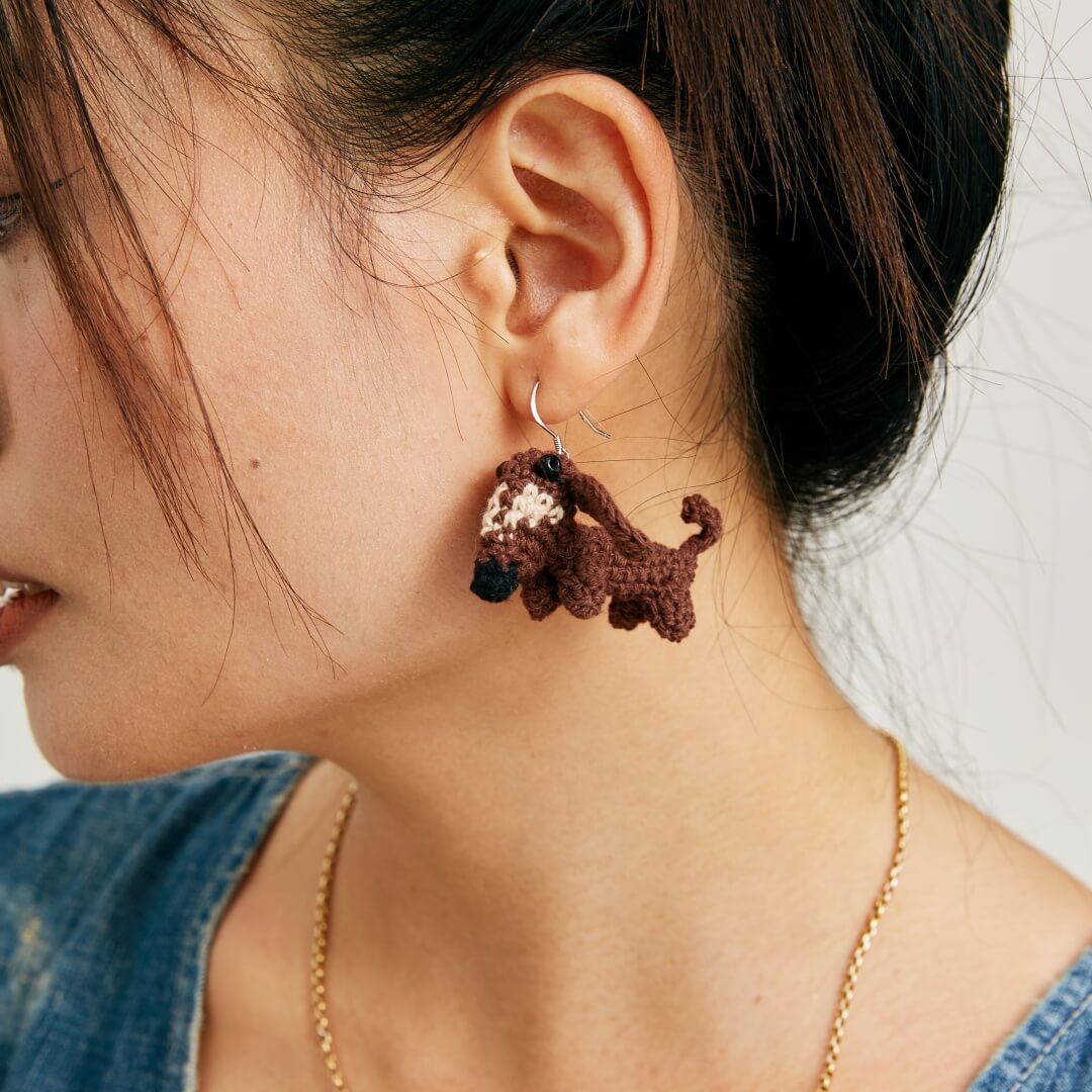  Micro-Crochet | Puppy Earrings- Artisan Hand-Crocheted--feeky-Unique Sustainable Fashion