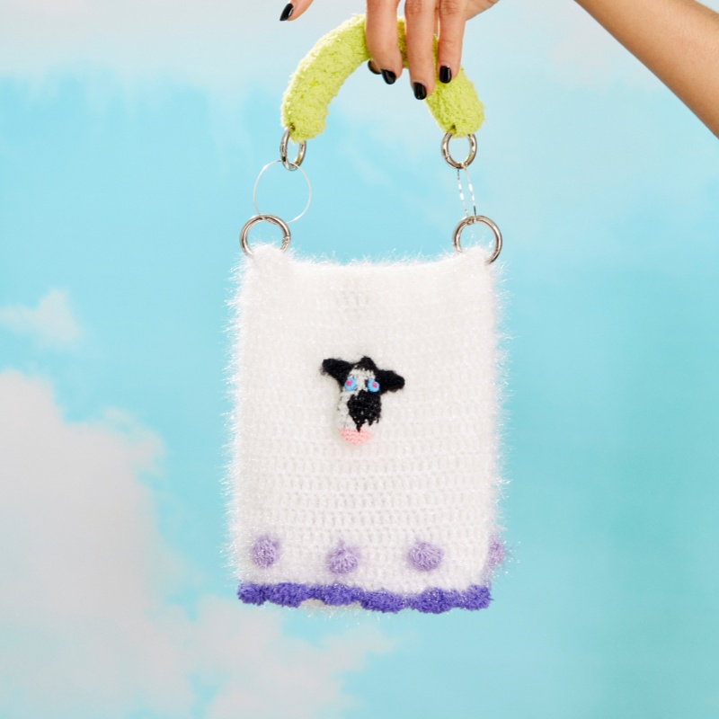 handmade jewelry  unique accessories Cute cow bag-feeky