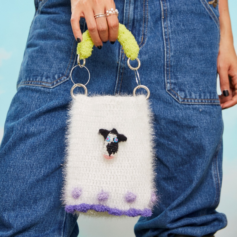 handmade jewelry  unique accessories Cute cow bag-feeky
