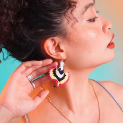 Coral zebra print earrings