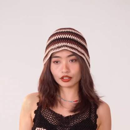 Hollow patchwork bucket hat