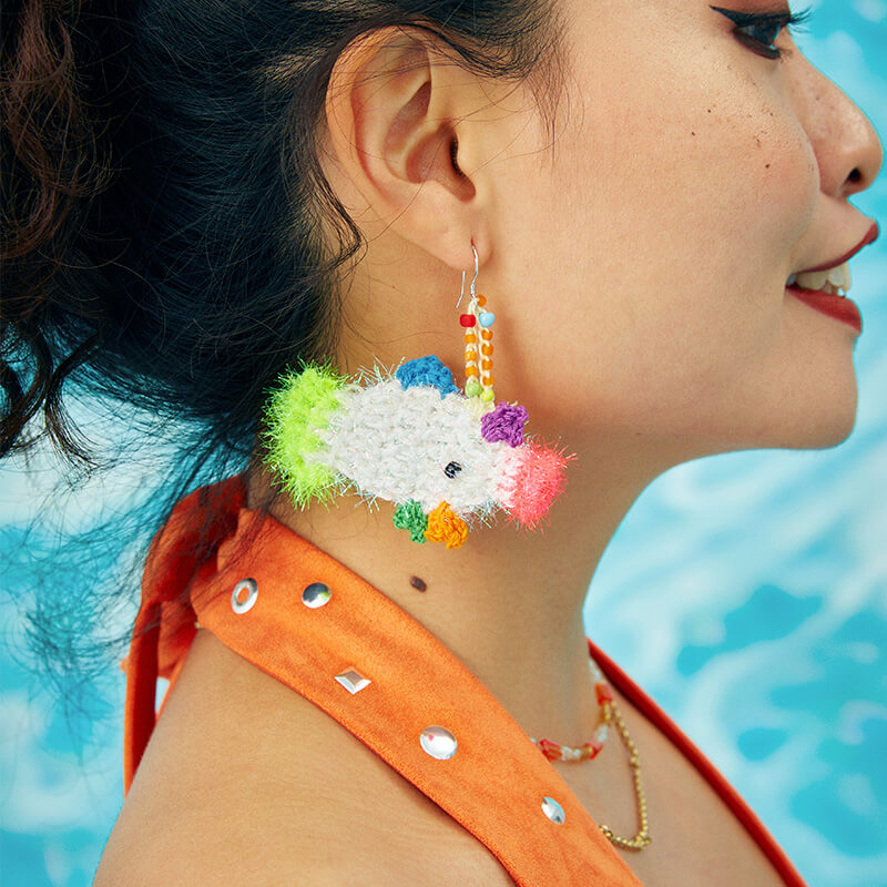 handmade jewelry  unique accessories Kissing Fish Earrings-feeky