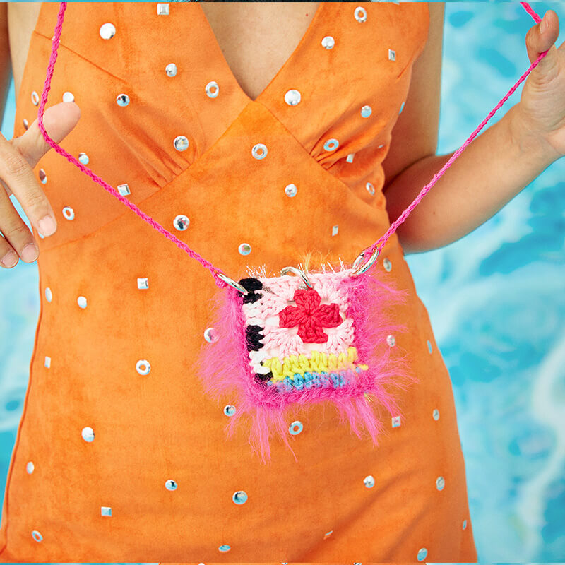 handmade jewelry  unique accessories Colorblock Hollow Earphones Bag-feeky