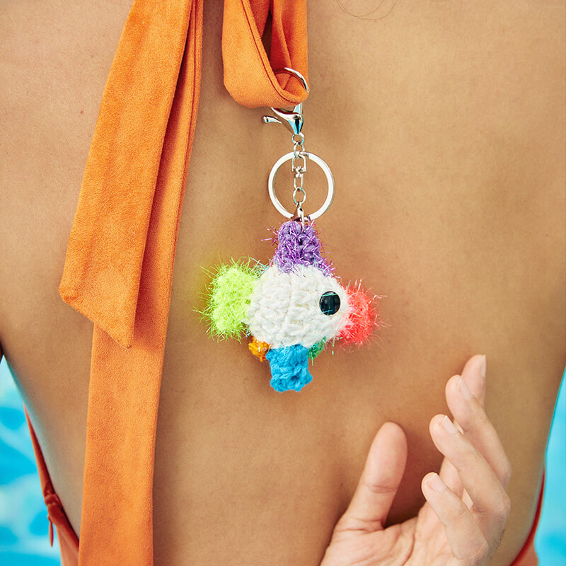 handmade jewelry  unique accessories Colorful Fish Keychain-feeky