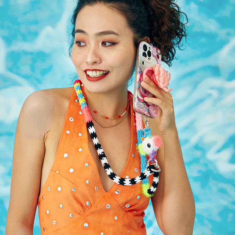 Hand-Crocheted | Colorful Crocheted Multifunctional Mobile Phone Strap- Artisan Hand-Crocheted--feeky-Unique Sustainable Fashion