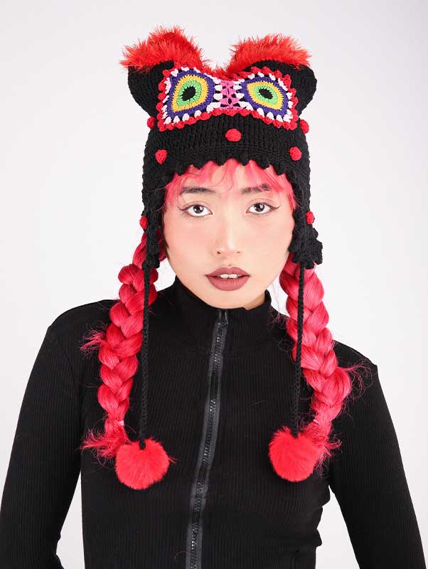 handmade jewelry  unique accessories Tiger head hat-feeky