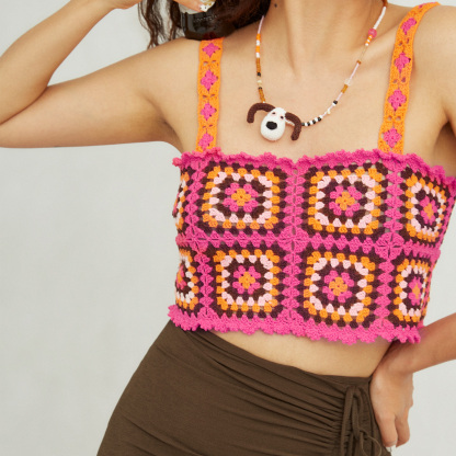 Checkered Sweetheart Hollow Camisole-feekypatchwork camisole,Fashion items