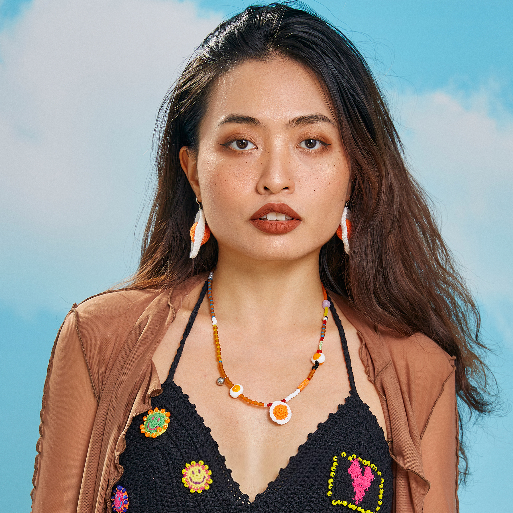 handmade jewelry  unique accessories Fried egg necklace-feeky