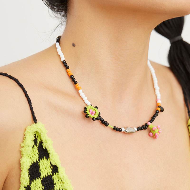 Polka Dot Colorful Beaded Necklace-feeky