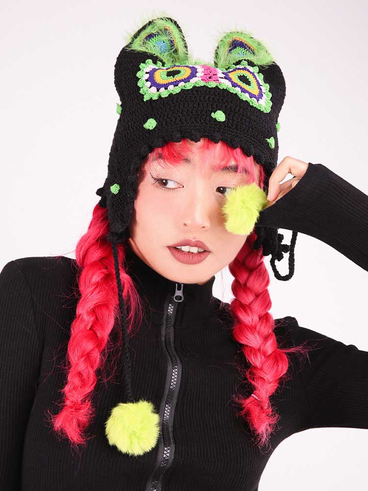 handmade jewelry  unique accessories Tiger head hat-feeky