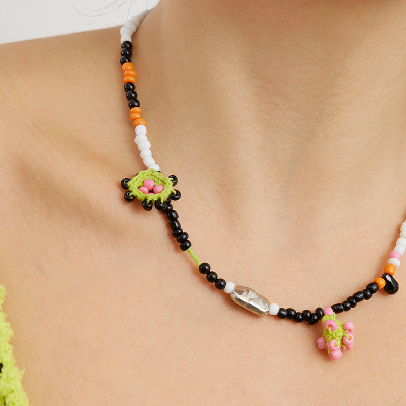 Polka Dot Colorful Beaded Necklace-feeky