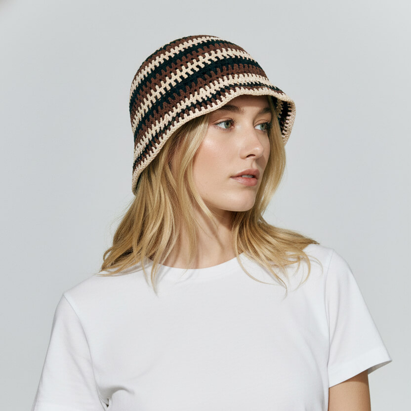 Hand-Crocheted | Hollow Patchwork Bucket Hat- Artisan Hand-Crocheted--feeky-Unique Sustainable Fashion