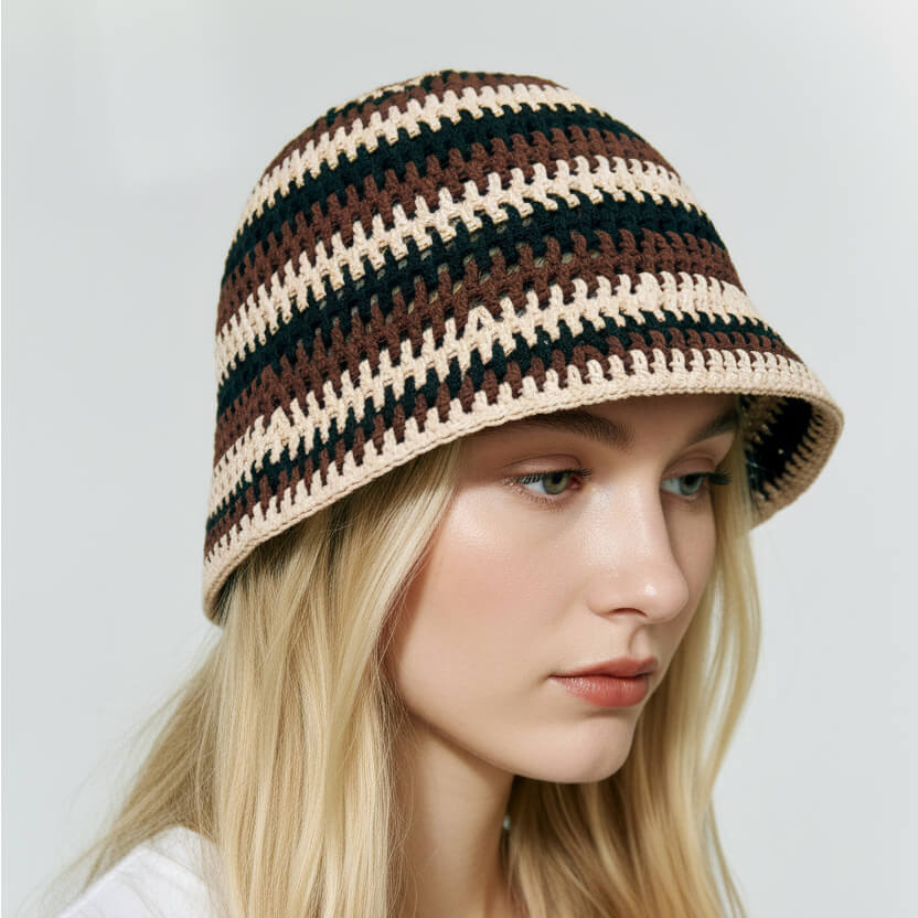 Hollow patchwork bucket hat