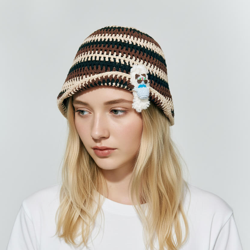 Hand-Crocheted | Hollow Patchwork Bucket Hat- Artisan Hand-Crocheted--feeky-Unique Sustainable Fashion