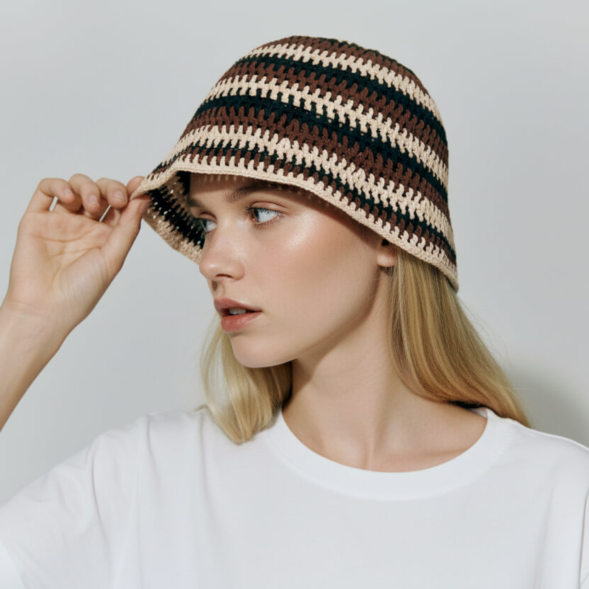 Hand-Crocheted | Hollow Patchwork Bucket Hat- Artisan Hand-Crocheted--feeky-Unique Sustainable Fashion