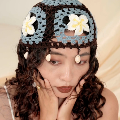 Hollow Plumeria Shell Tassel Hat