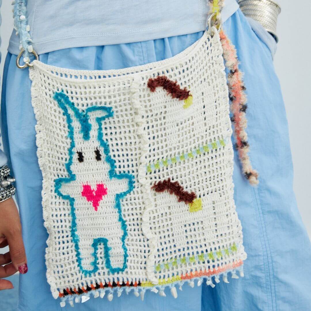 Heart Rabbit & Pony Openwork Messenger Bag