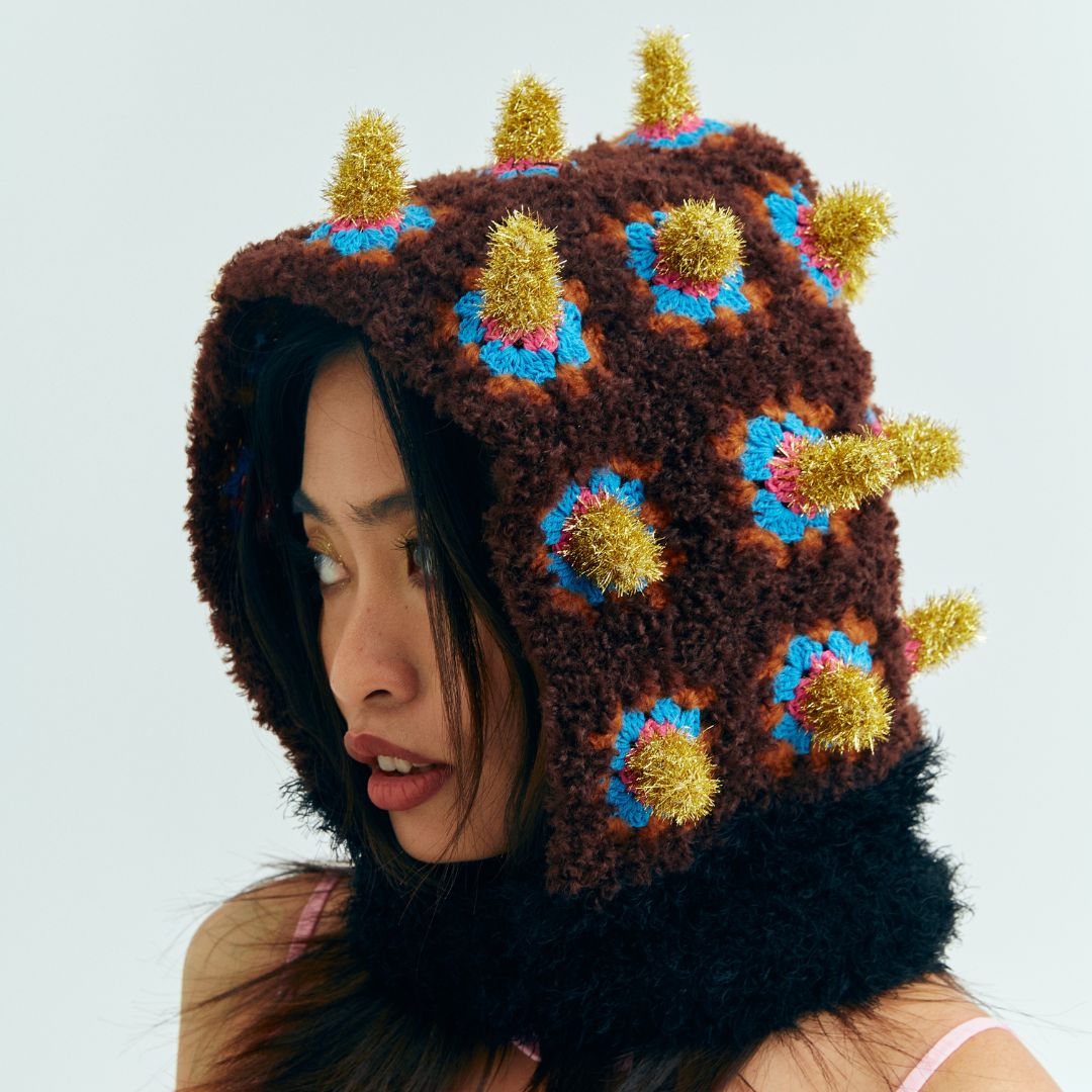 Unique structural design of the Fortune Bomb crochet hat