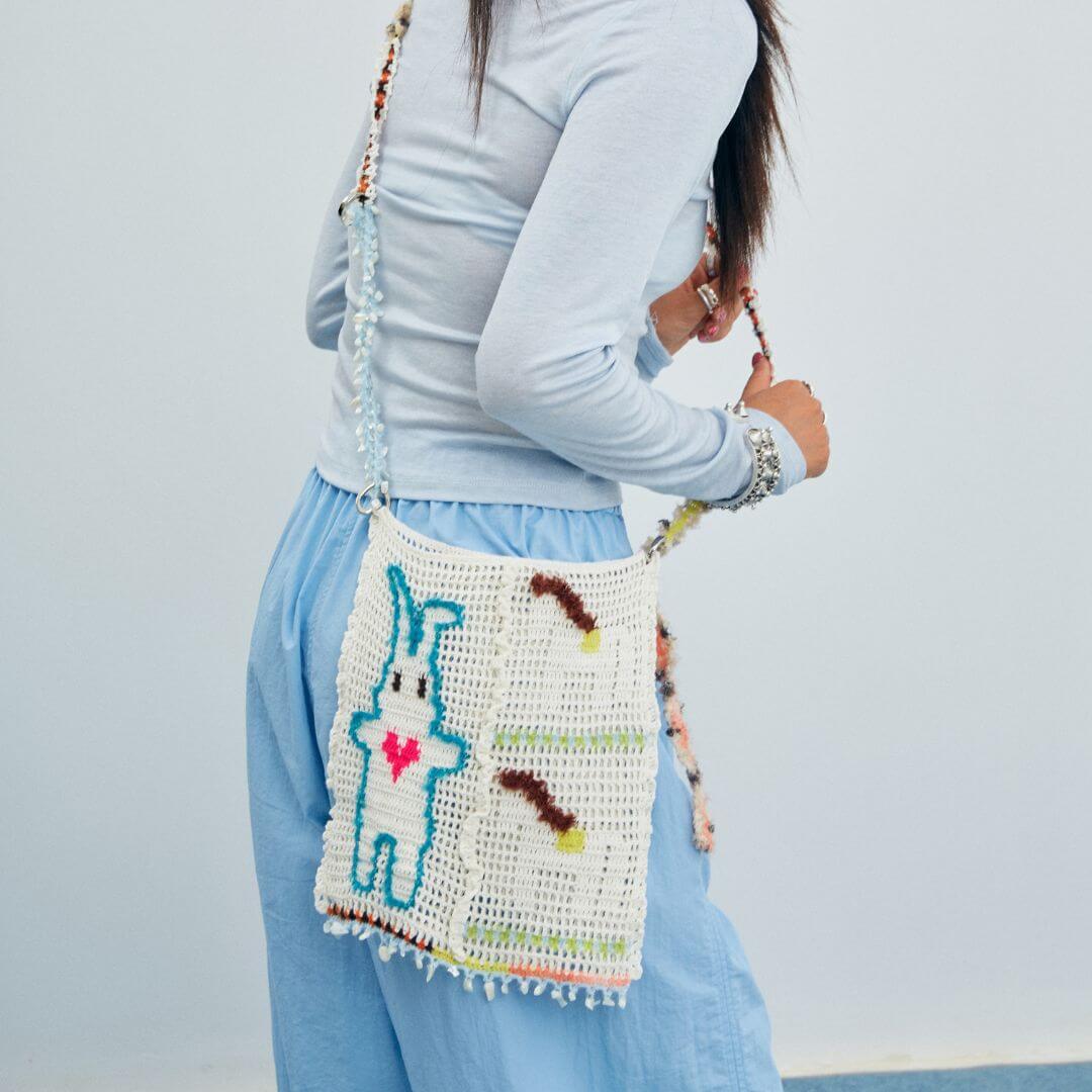 Heart Rabbit & Pony Openwork Messenger Bag