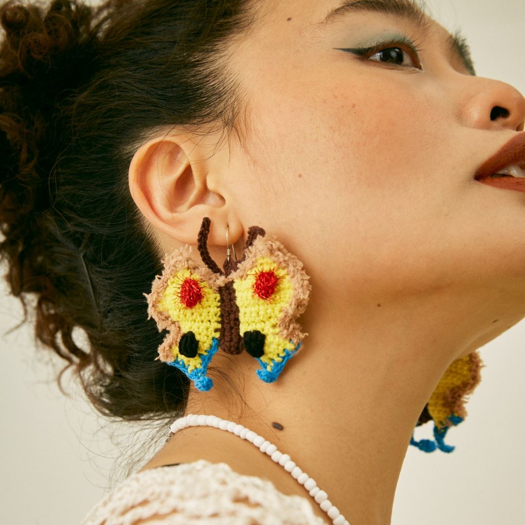  Micro-Crochet | Butterfly Earrings- Artisan Hand-Crocheted--feeky-Unique Sustainable Fashion