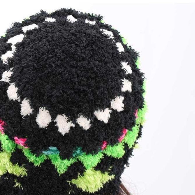 Hand-Crocheted | Black Woolen Hat- Artisan Hand-Crocheted-personality girl,Unique and exaggerated,original design,Modify face shape,Fashion,light and beautiful,hand crochet-feeky-Unique Sustainable Fashion