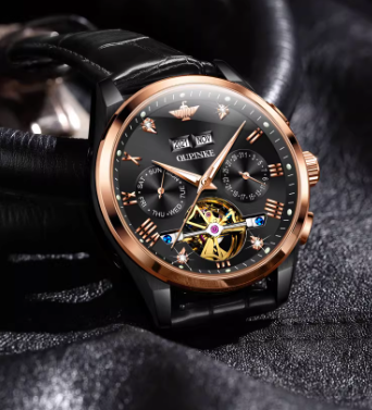 8K Yellow Gold Diamond-Set Automatic Mechanical Watch