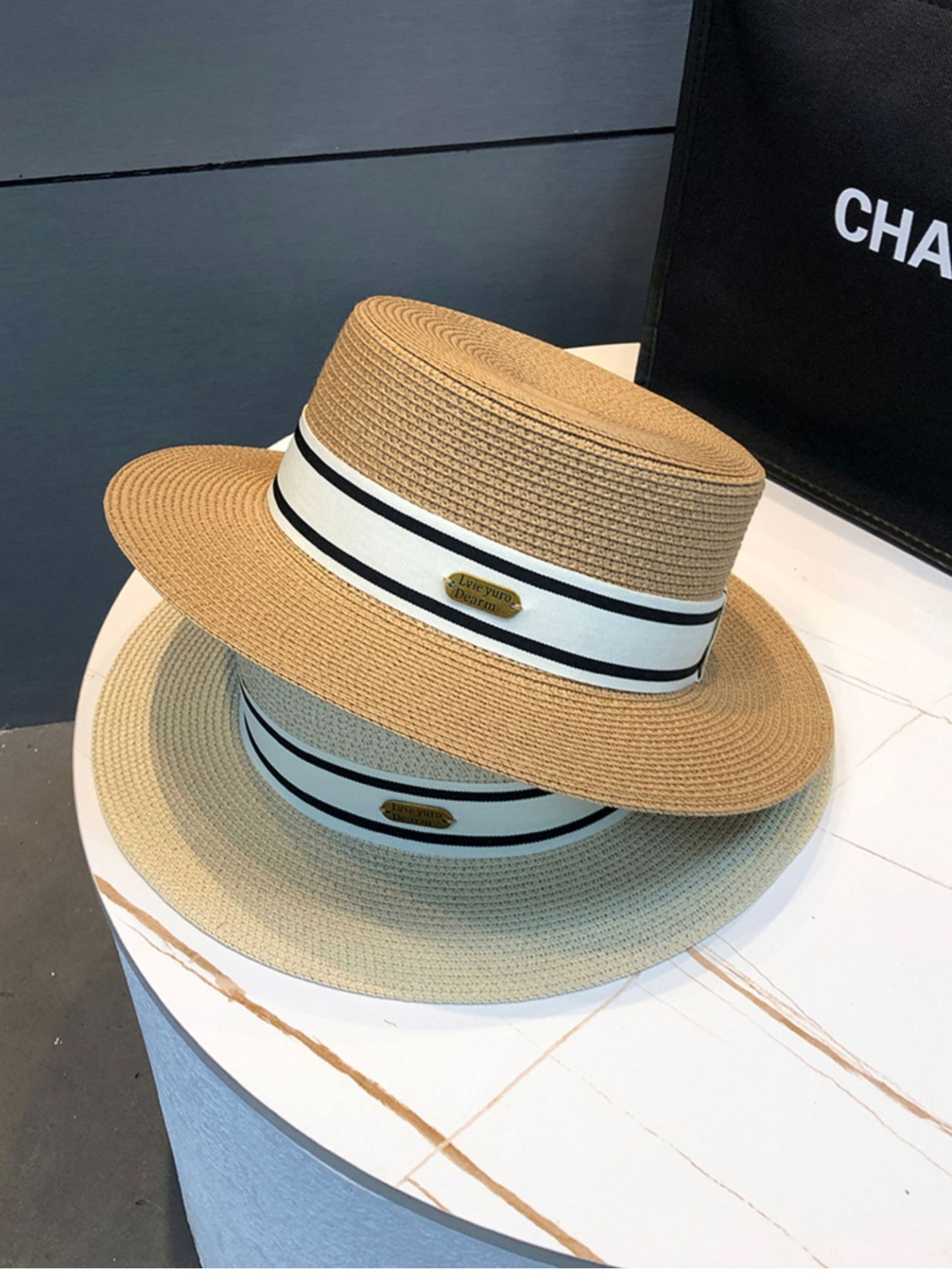 Flat top British retro sun hat