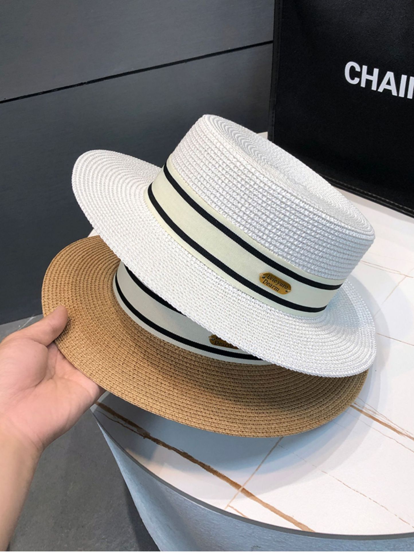 Flat top British retro sun hat