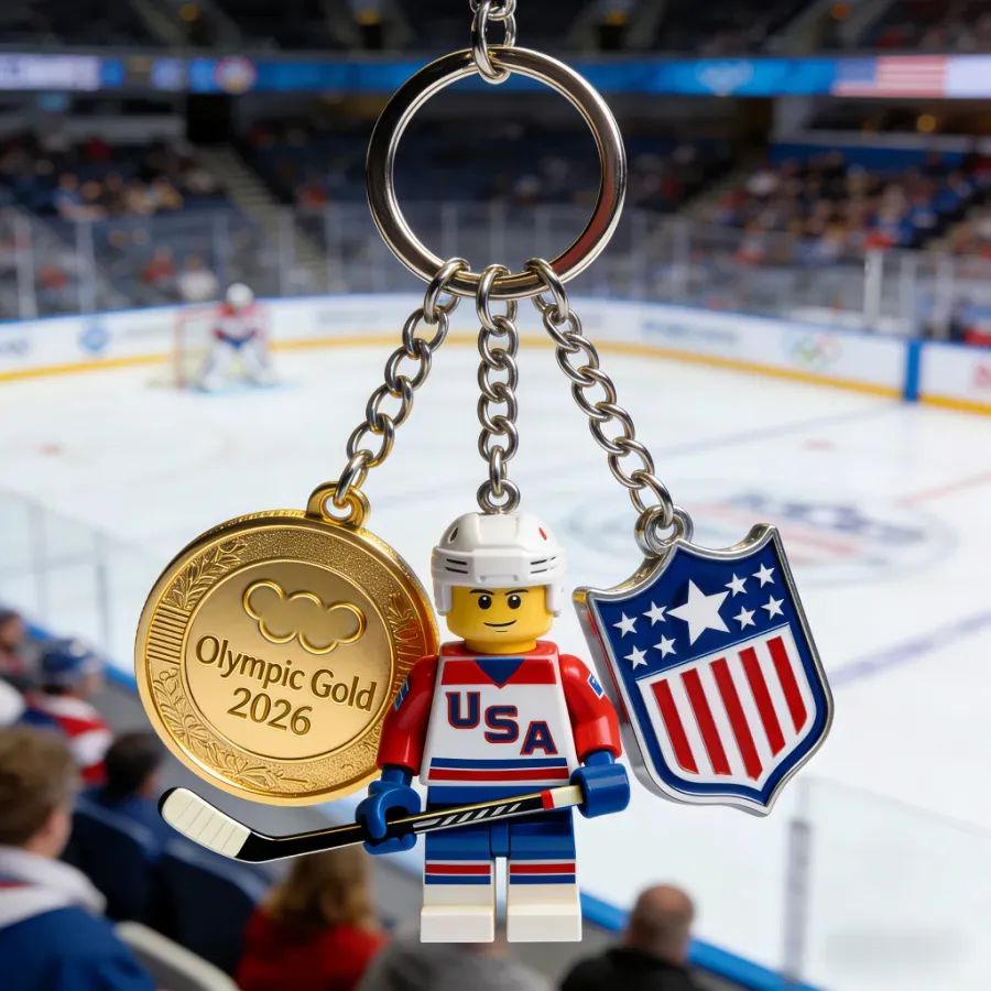 USA Men’s Hockey 2026 Olympic Gold Minifigure Keychain