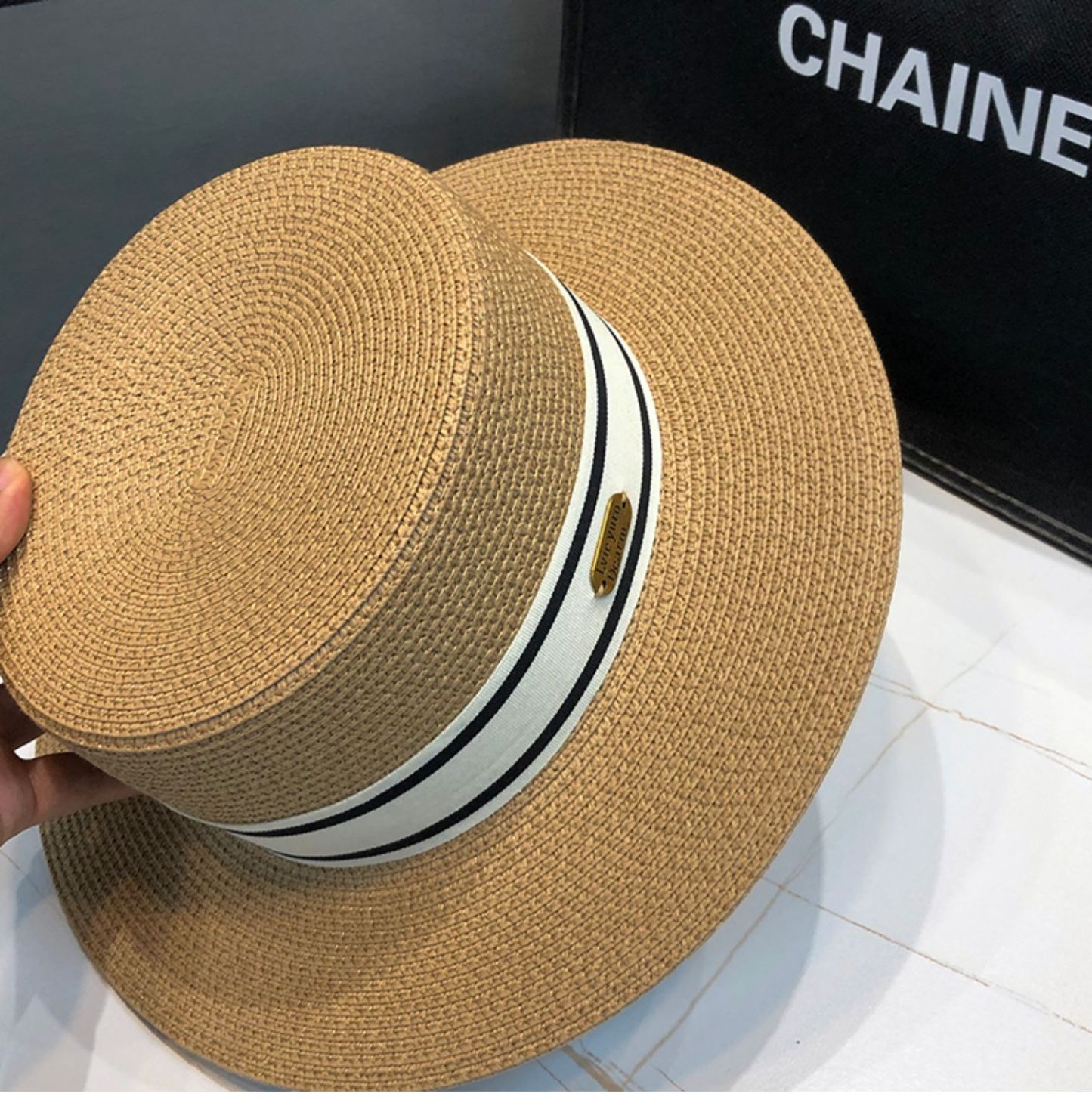 Flat top British retro sun hat