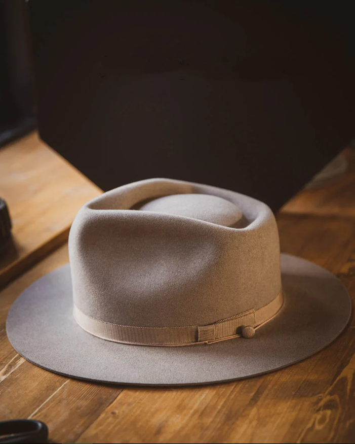 Bespoke Handmade Fedora - Special hat band-Beige-White