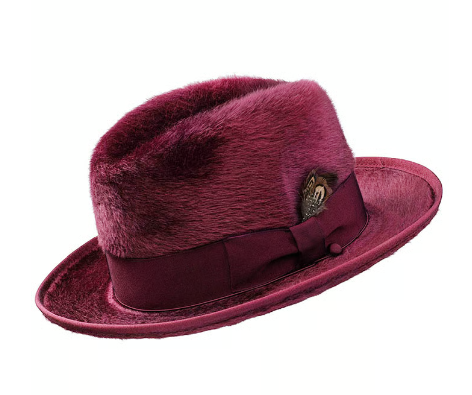 Alpha Godfather Homburg Hat-Burgundy