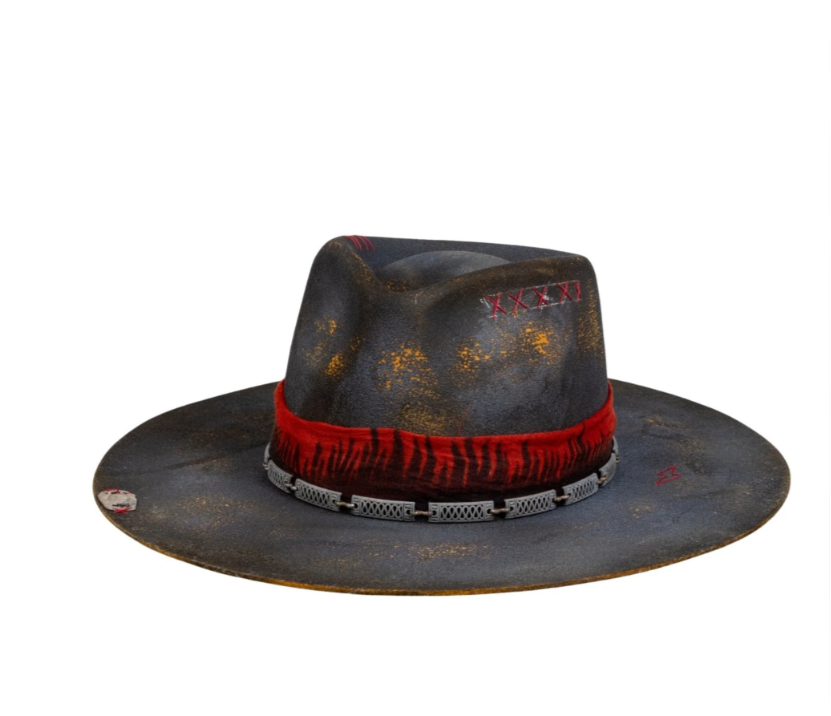 Crimson - Vintage Handcrafted Burned Distressed Fedora Hat