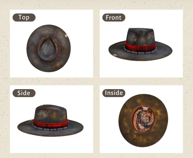 Crimson - Vintage Handcrafted Burned Distressed Fedora Hat