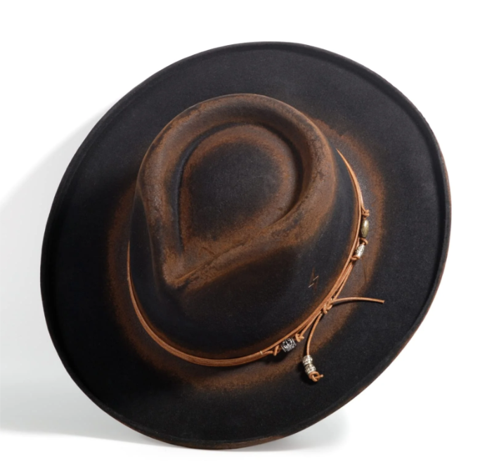 Noir - Handcrafted Classic Vintage Distressed Fedora Hat