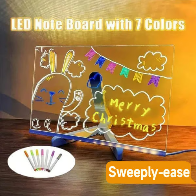 Creative Rewritable Acrylic LED Message Board 🎨 (set come with 7 Pens)