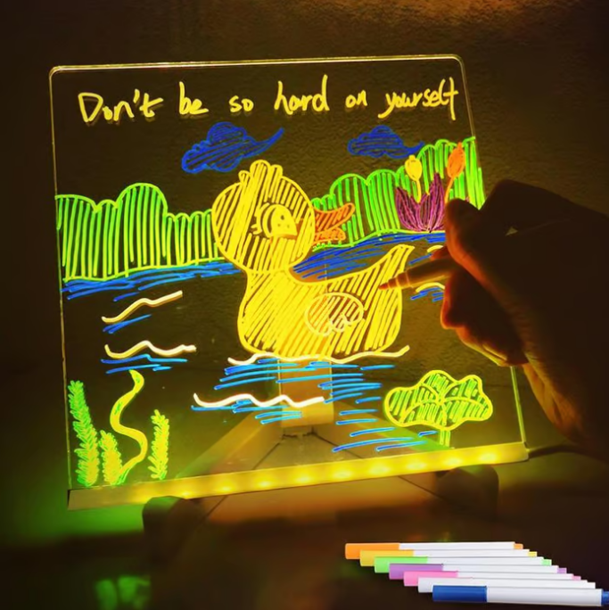 Creative Rewritable Acrylic LED Message Board 🎨 (set come with 7 Pens)
