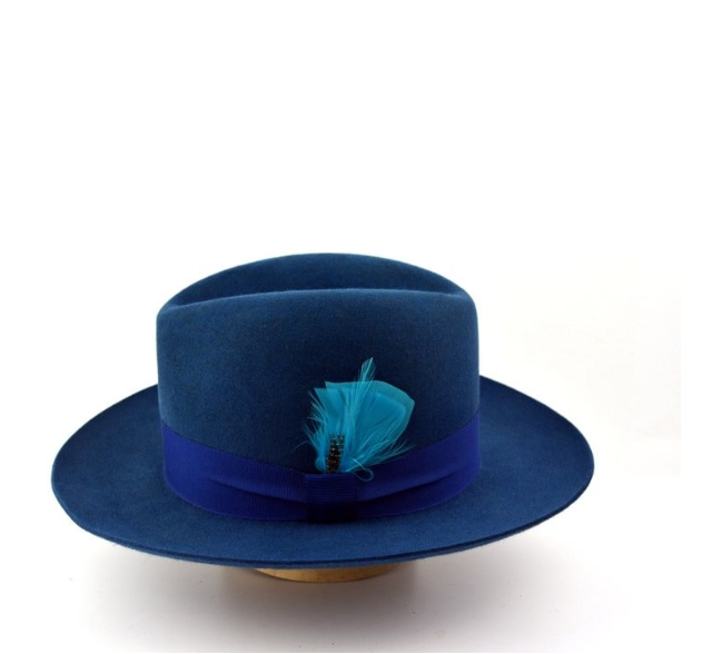 Fedora | | Indigo Blue Wide Brim Hat Men