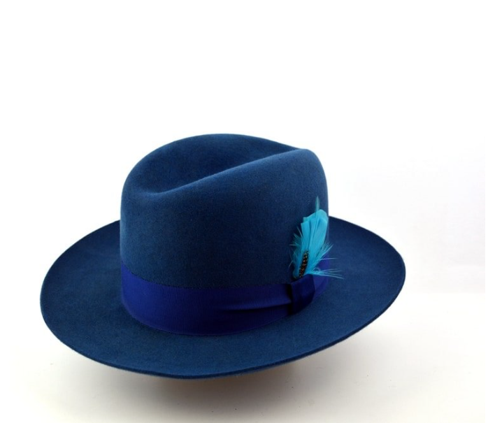 Fedora | | Indigo Blue Wide Brim Hat Men