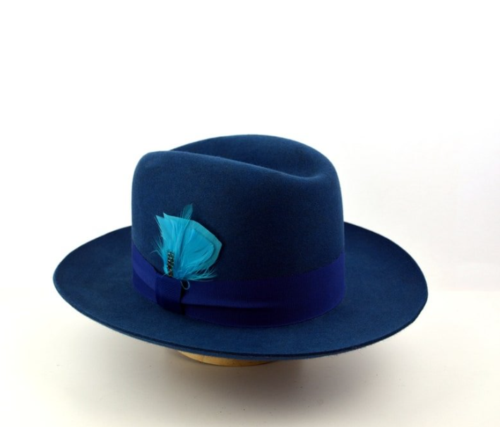 Fedora | | Indigo Blue Wide Brim Hat Men