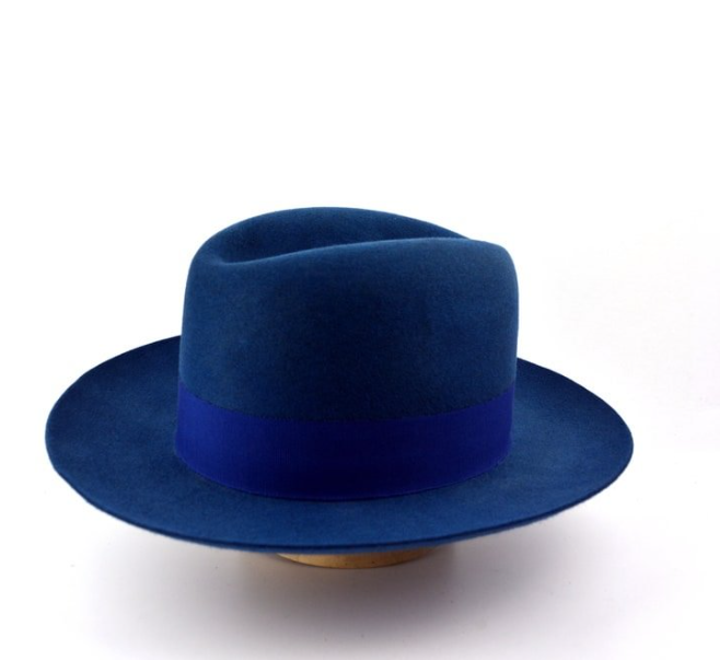 Fedora | | Indigo Blue Wide Brim Hat Men
